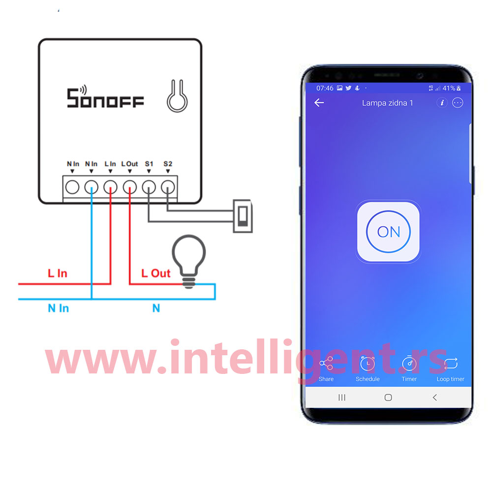 sonoff mini ugradnja u doznu bez nule wifi prekidac za svetlo