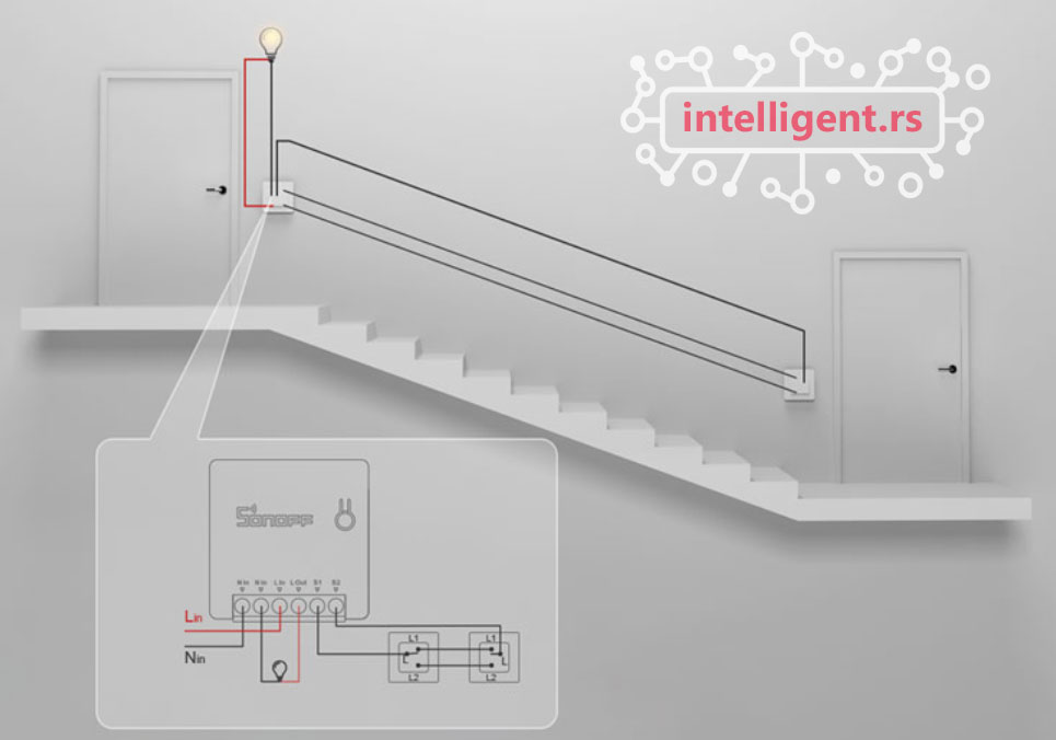 poveyivanje sonoff mini kao naizmenicni prekidac za hodnik i stepeniste